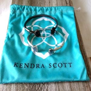 Kendra Scott 2 Cuff Bracelets Gunmetal Black Drusy Silver Gray Cats Eye
